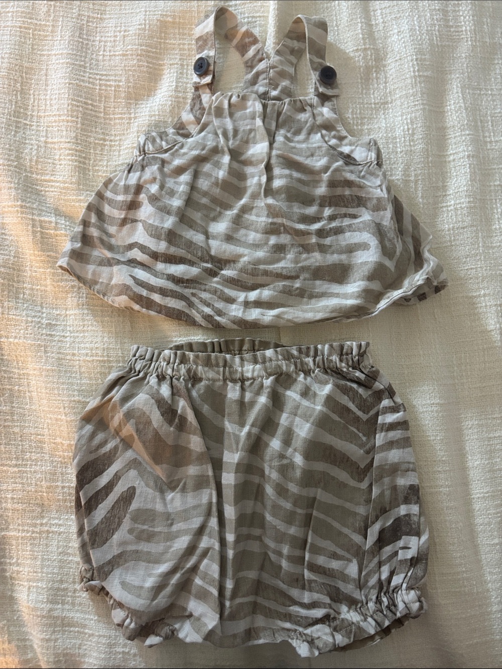 Banana Republic Beige and Brown Zebra-Print Two-Piece Baby Set